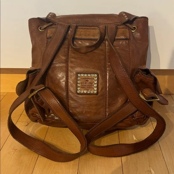 Brown/ tan Leather backpack - Picture 2 of 5